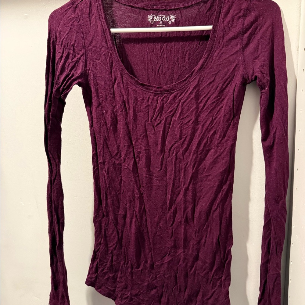 Women's Maroon Long Sleeve Top